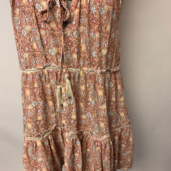 Rachel Zoe Mini Dress SZ Small Peach Floral Dainty Cottagecore Coquette Bohemian - Picture 3 of 9